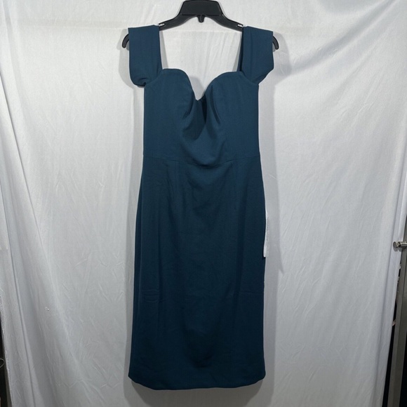 NWT $178 Dress the Population‎ [ Medium ] Bailey Off Shoulder Bodycon Dress Blue - Picture 3 of 12